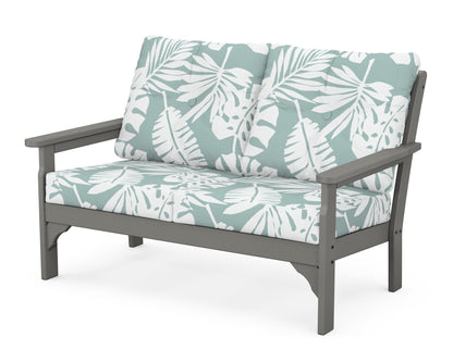 POLYWOOD® Vineyard Deep Seating Loveseat in Slate Grey / Leaf Glacier Spa