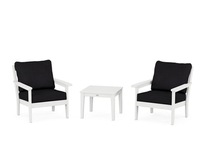 Country Living Cottage 3-Piece Deep Seating Set in White / Midnight Linen