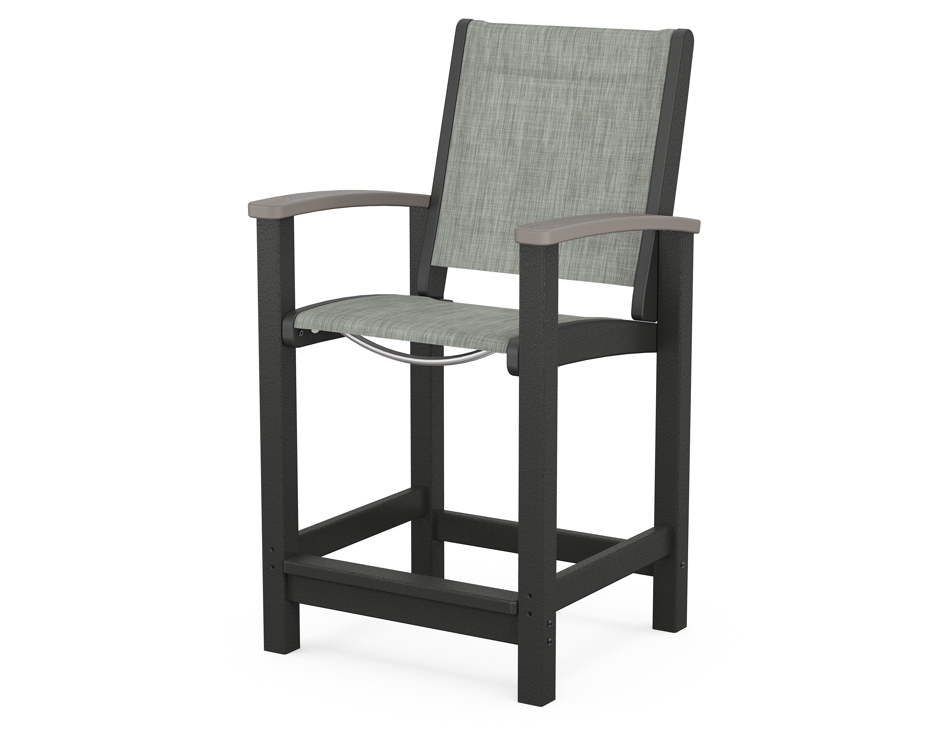 POLYWOOD® Coastal Counter Chair in Black / Driftwood / Birch Sling