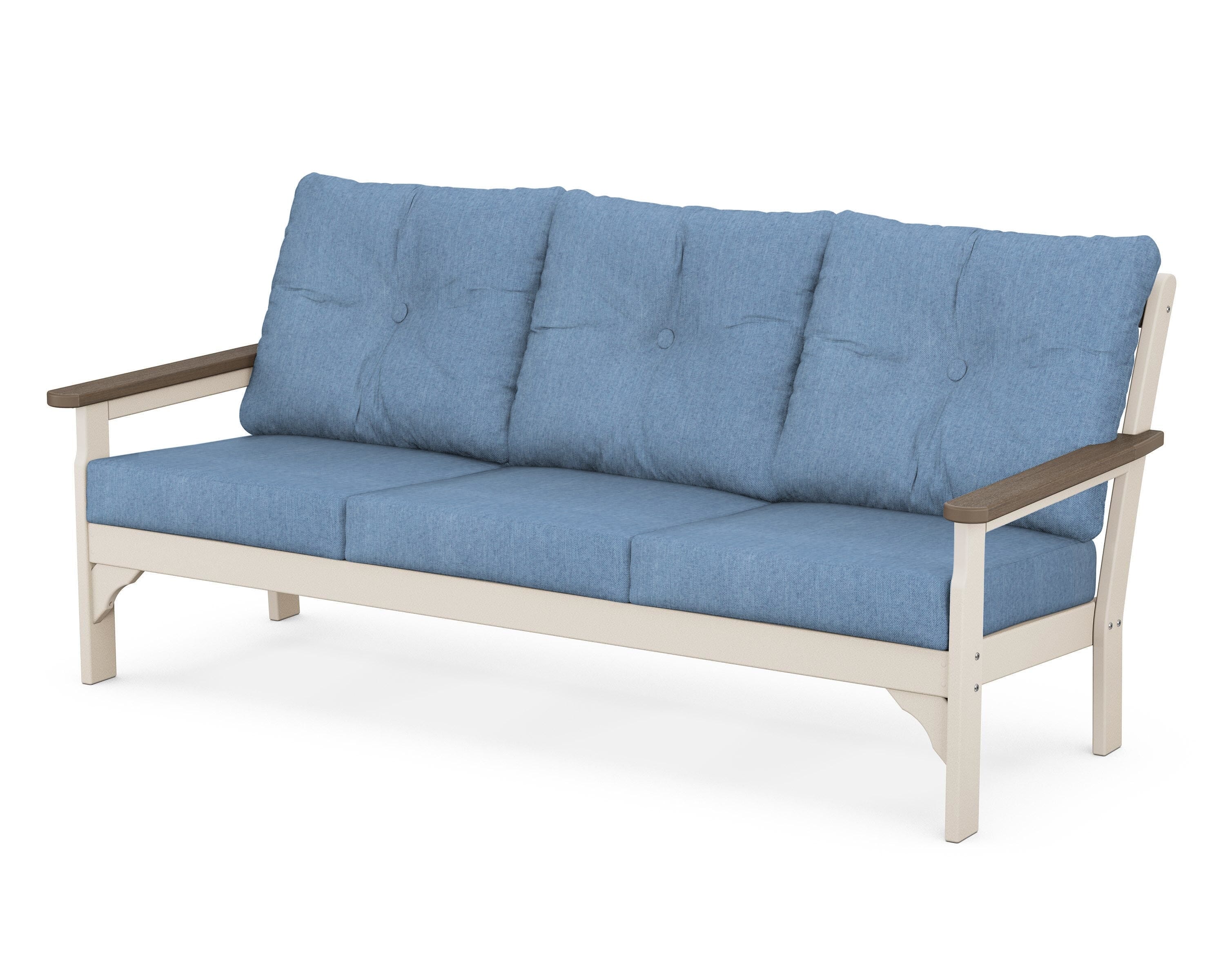 POLYWOOD® Vineyard Deep Seating Sofa in Sand / Kona / Sky Blue