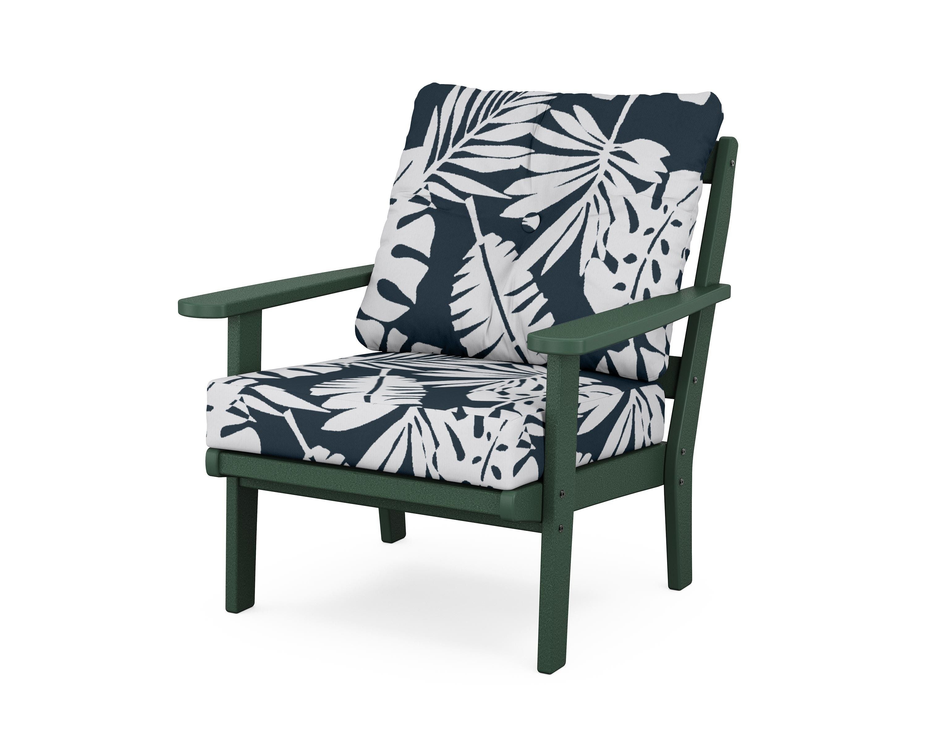 POLYWOOD® Mission Deep Seating Chair in Green / Leaf Marine Indigo