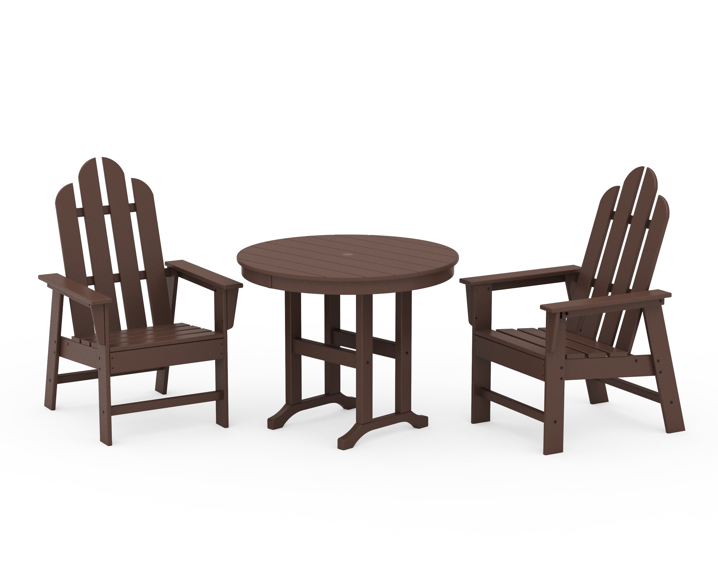 POLYWOOD® Long Island 3-Piece Round Dining Set in Mahogany