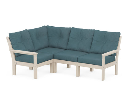 POLYWOOD® Vineyard 4-Piece Sectional in Sand / Ocean Teal