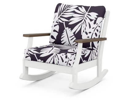 POLYWOOD® Braxton Deep Seating Rocking Chair in White / Kona / Leaf Navy