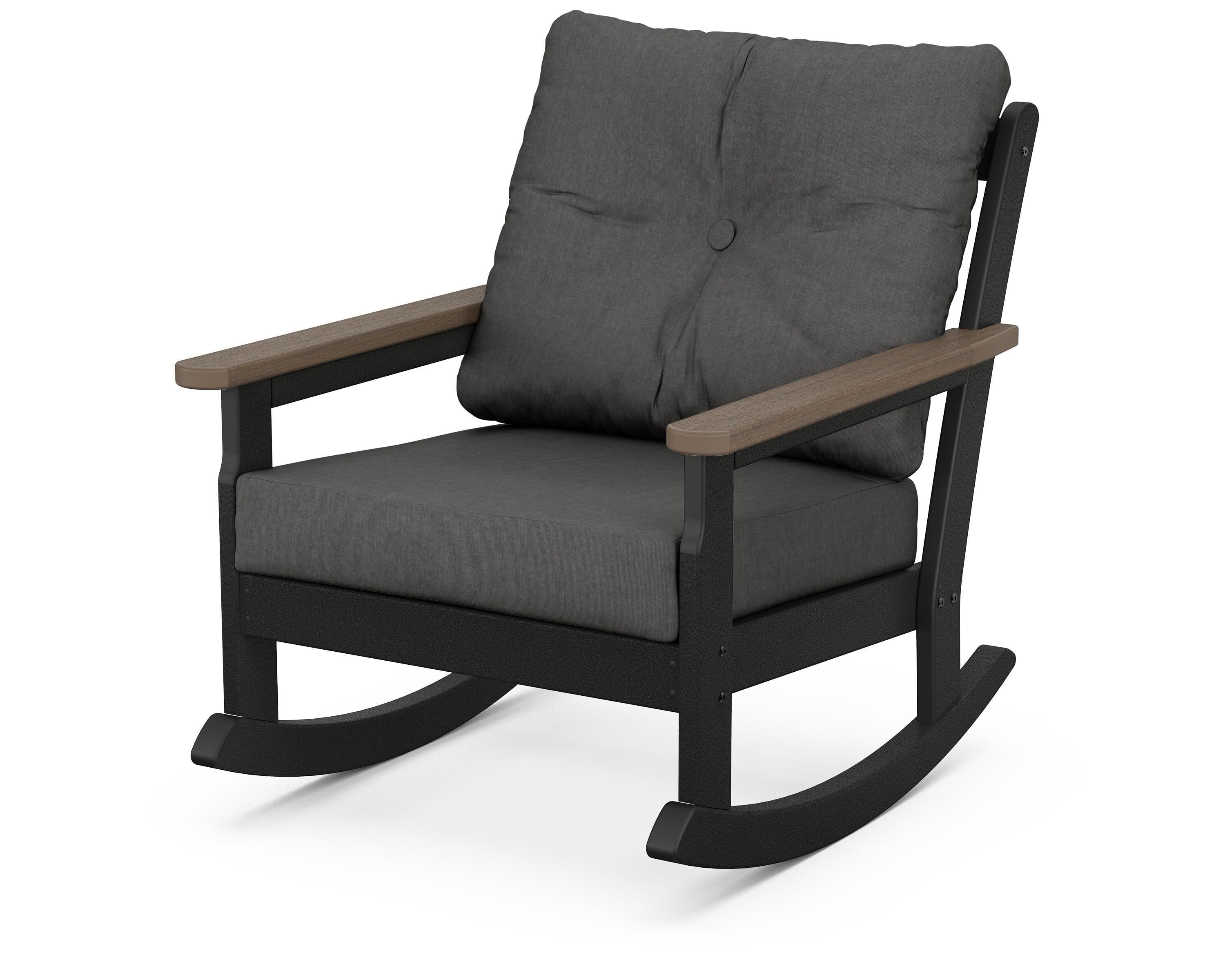 POLYWOOD® Vineyard Deep Seating Rocking Chair in Black / Kona / Spectrum Carbon
