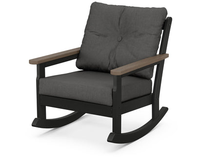 POLYWOOD® Vineyard Deep Seating Rocking Chair in Black / Kona / Spectrum Carbon