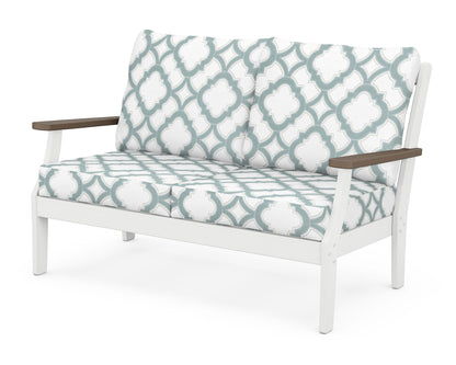 POLYWOOD® Braxton Deep Seating Loveseat in White / Kona / Trellis Glacier Spa