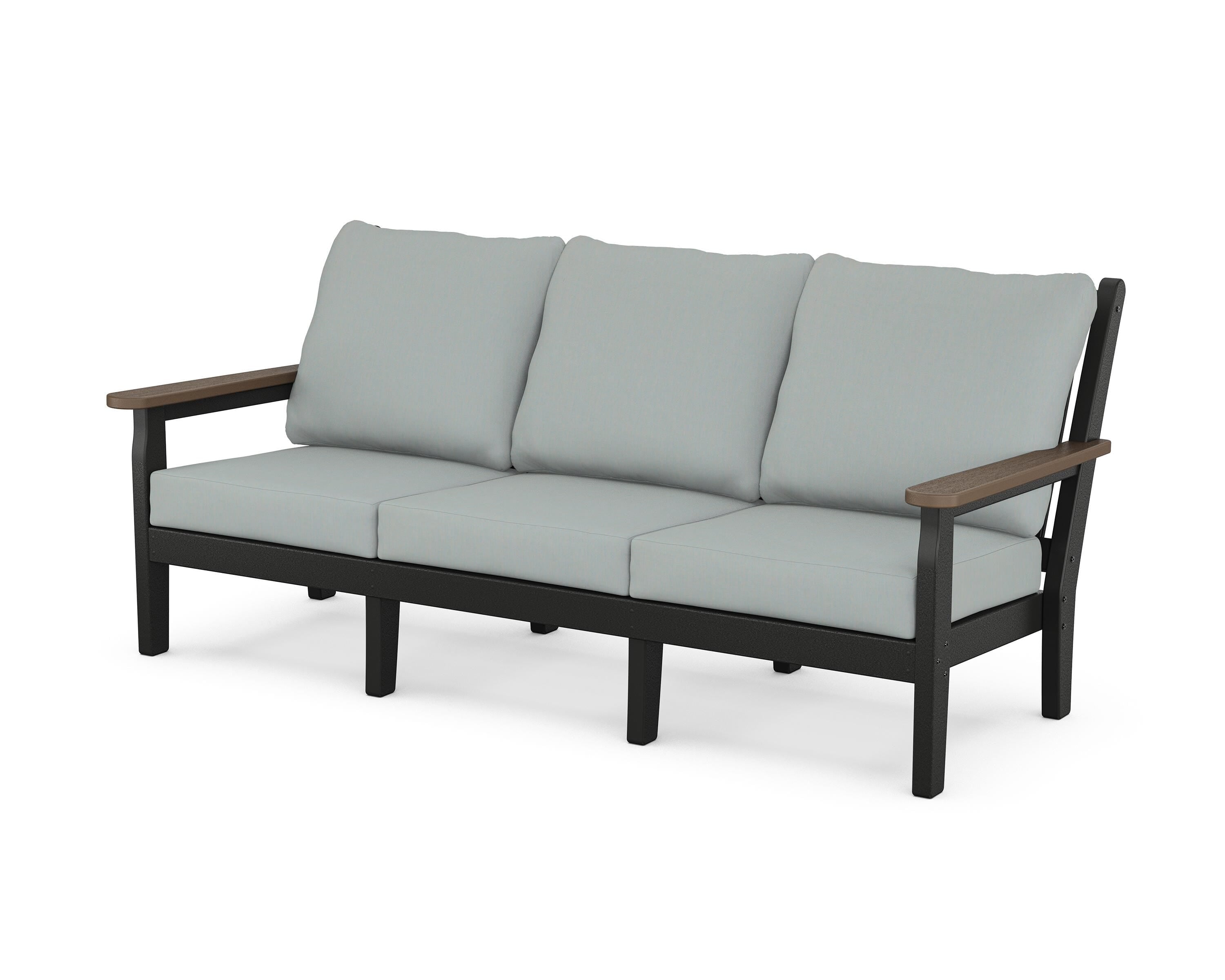 POLYWOOD® Chippendale Deep Seating Sofa in Black / Kona / Spa