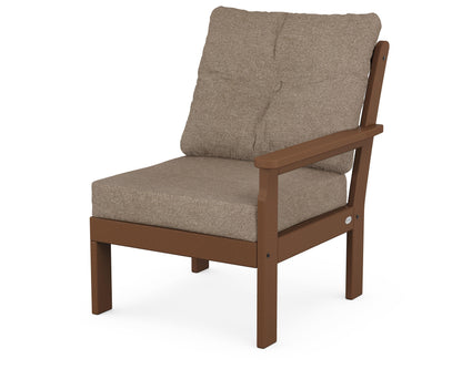 POLYWOOD® Vineyard Modular Right Arm Chair in Teak / Spiced Burlap