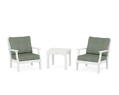 Martha Stewart by POLYWOOD® Chinoiserie 3-Piece Deep Seating Set in White / Cast Sage