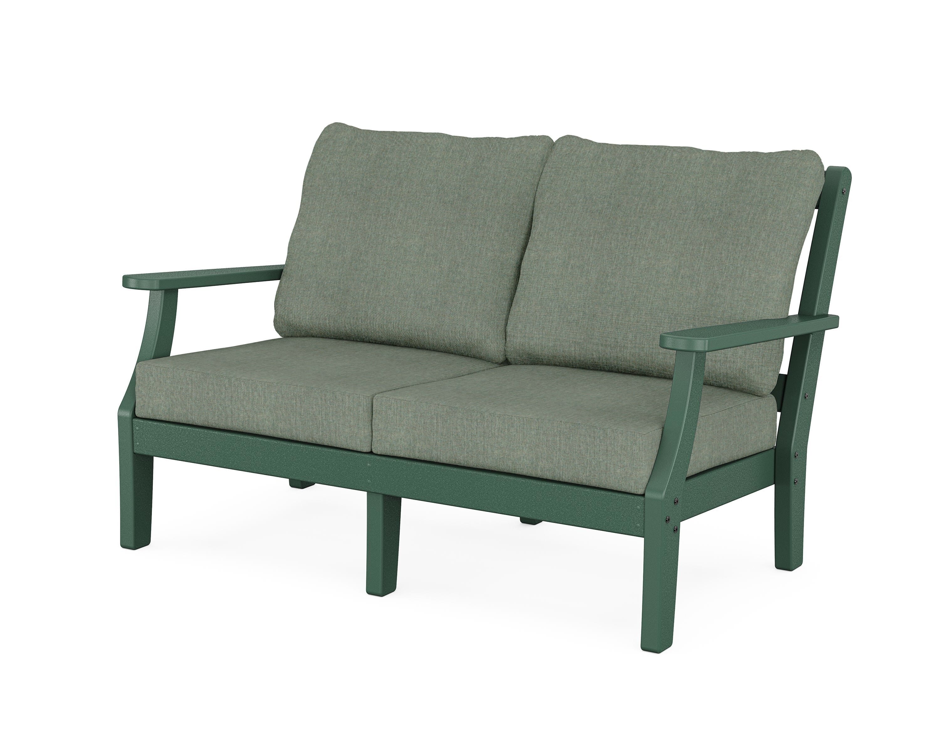 Martha Stewart by POLYWOOD® Chinoiserie Deep Seating Loveseat in Green / Cast Sage