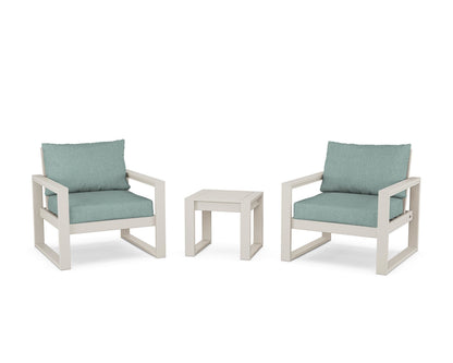 POLYWOOD® EDGE Sectional 3-Piece Deep Seating Set in Sand / Glacier Spa