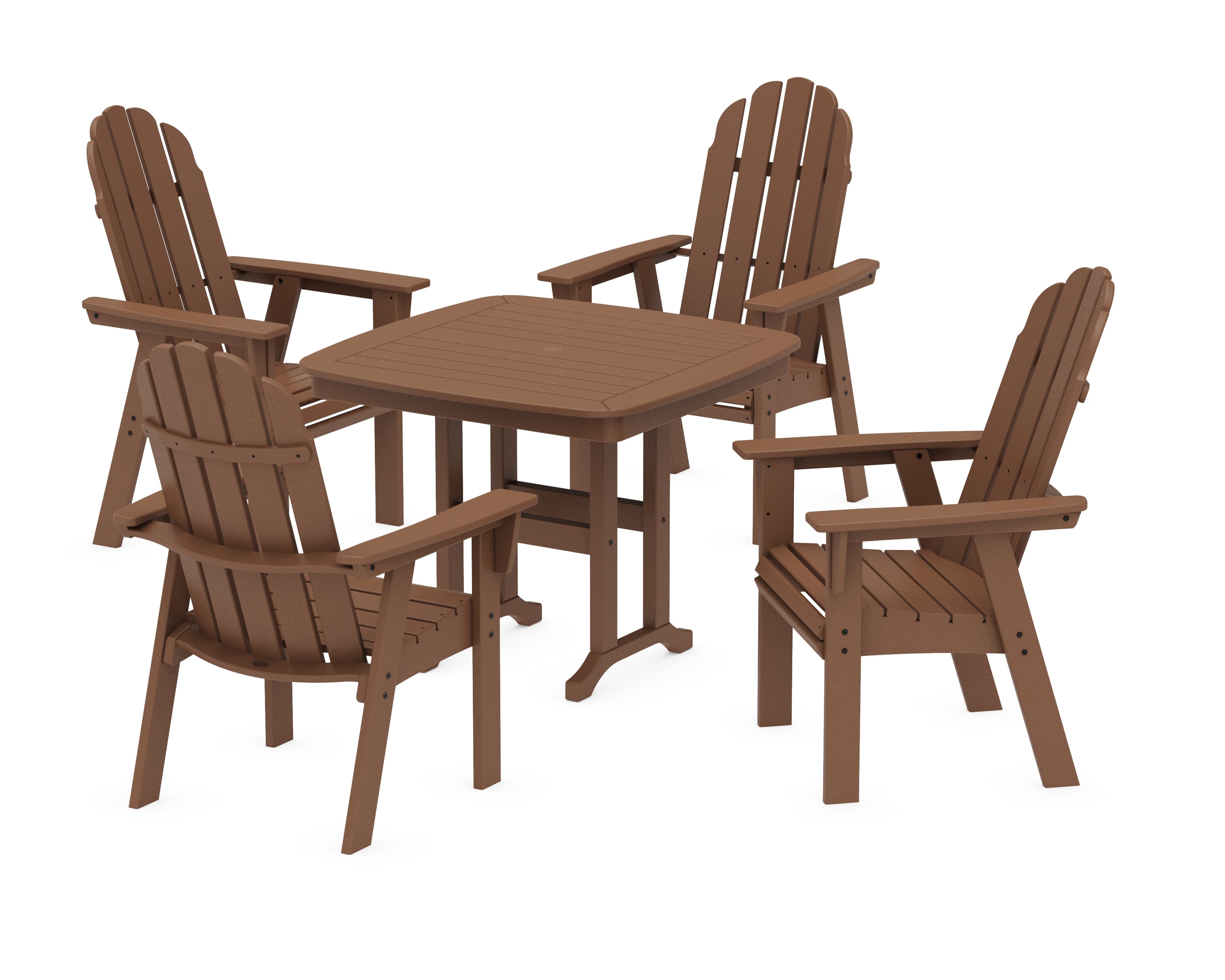 POLYWOOD® Vineyard Curveback Adirondack 5-Piece Dining Set in Teak