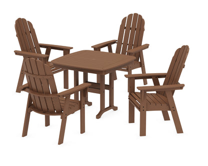 POLYWOOD® Vineyard Curveback Adirondack 5-Piece Dining Set in Teak