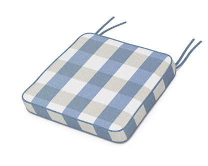 Martha Stewart by POLYWOOD® Chinoiserie Side Chair Seat Cushion in Buffalo Plaid Sky Blue