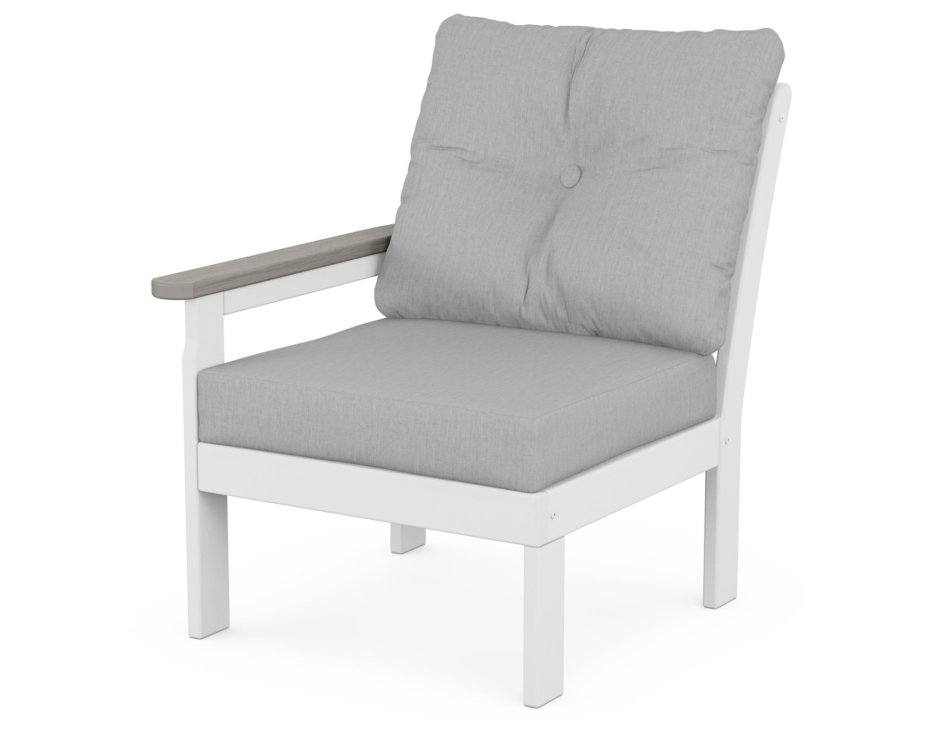 POLYWOOD® Vineyard Modular Left Arm Chair in White / Driftwood / Granite