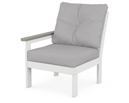 POLYWOOD® Vineyard Modular Left Arm Chair in White / Driftwood / Granite