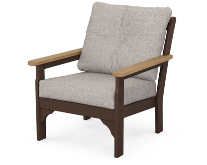 POLYWOOD® Vineyard Deep Seating Chair in Mahogany / Natural / Weathered Tweed