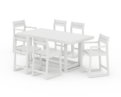 POLYWOOD® EDGE Sling 7-Piece Counter Table Set in White / White Sling