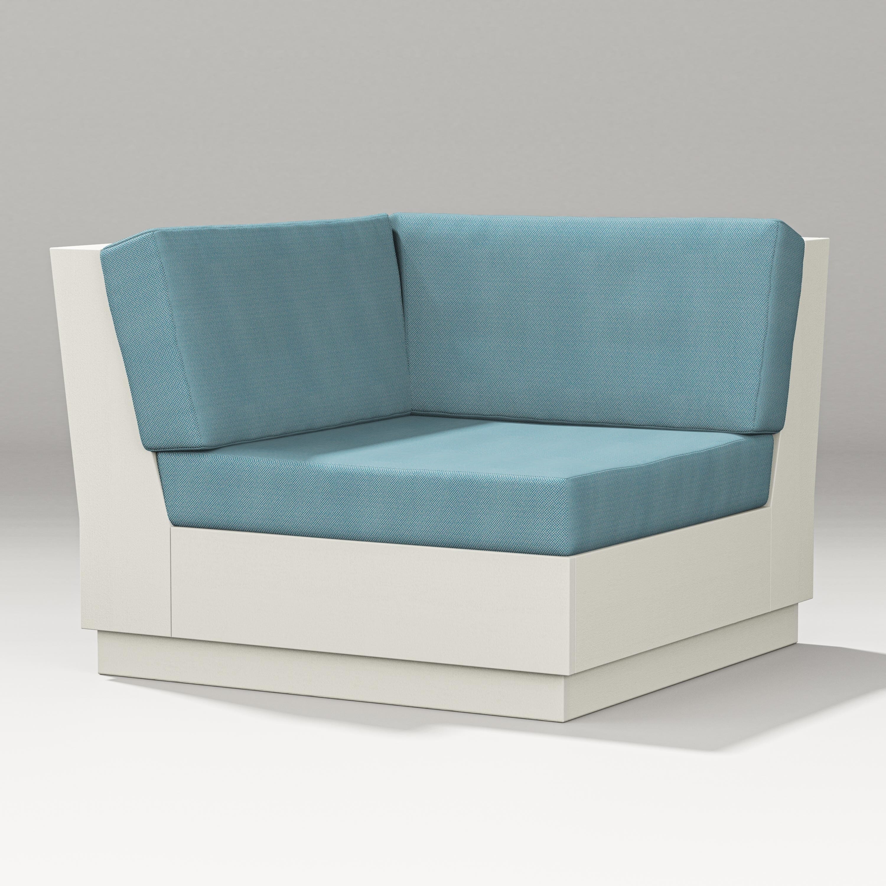 PW Designer Series Elevate Modular Corner Chair in Vintage White / Lattice Sky Blue