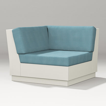 PW Designer Series Elevate Modular Corner Chair in Vintage White / Lattice Sky Blue