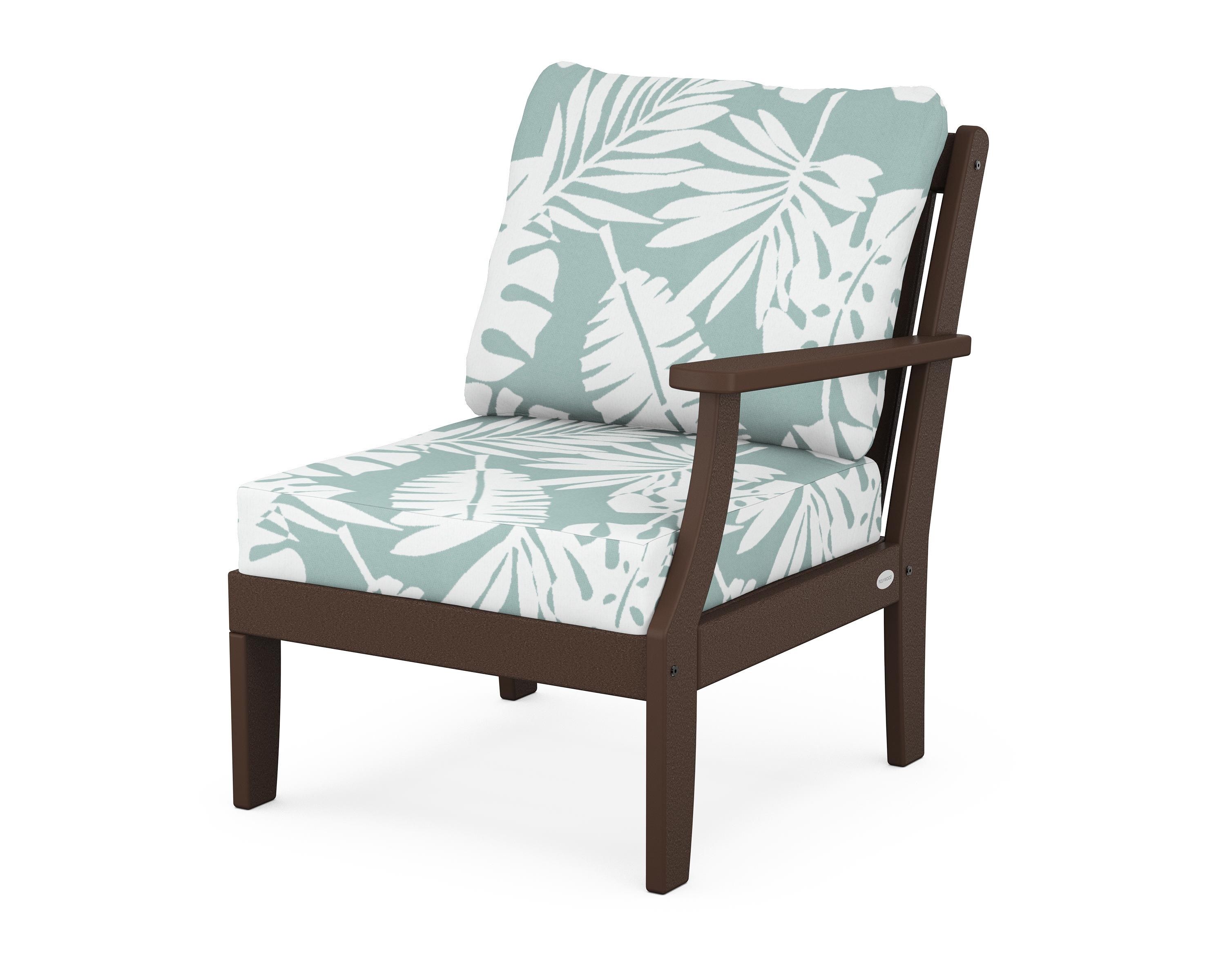 POLYWOOD® Braxton Modular Right Arm Chair in Mahogany / Leaf Glacier Spa