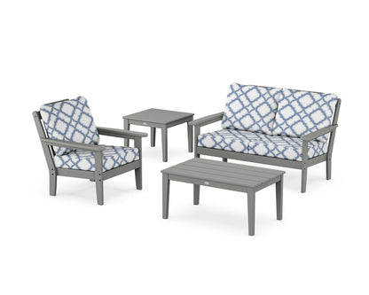 Country Living Wovendale 4-Piece Deep Seating Set in Slate Grey / Trellis Sky Blue