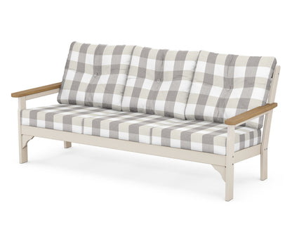 POLYWOOD® Vineyard Deep Seating Sofa in Sand / Natural / Buffalo Plaid Grey Mist