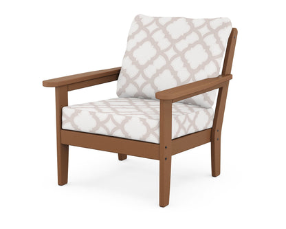 Country Living Cottage Deep Seating Chair in Teak / Trellis Dune Burlap
