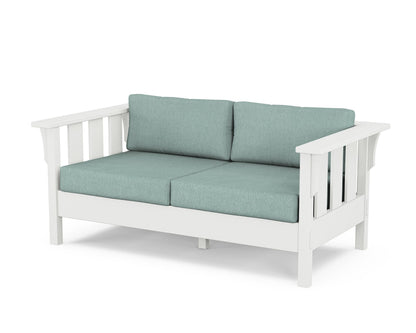 Martha Stewart by POLYWOOD® Acadia Deep Seating Loveseat in White / Glacier Spa