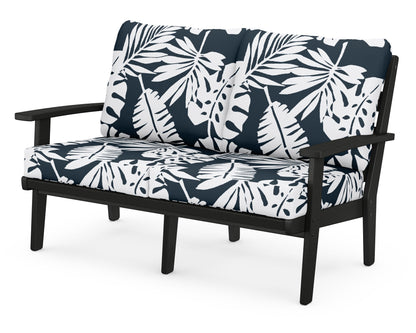 POLYWOOD® Grant Park Deep Seating Loveseat in Black / Leaf Marine Indigo