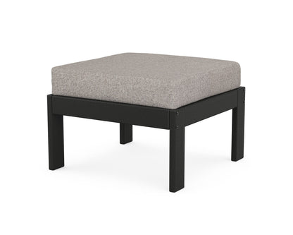POLYWOOD® Vineyard Modular Ottoman in Black / Weathered Tweed