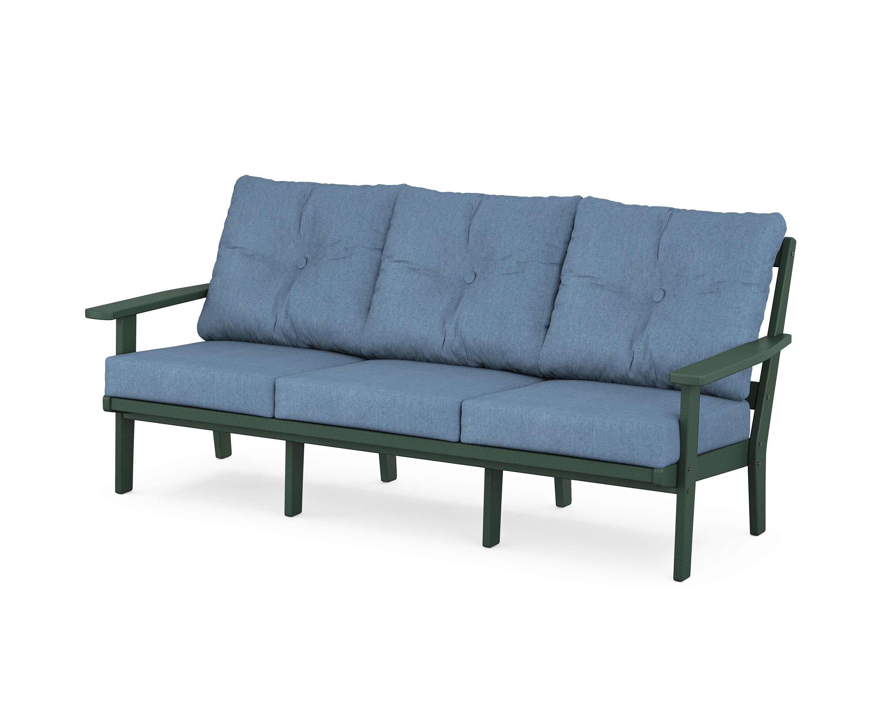 POLYWOOD® Prairie Deep Seating Sofa in Green / Sky Blue