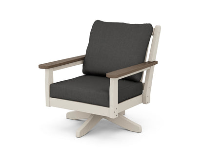 POLYWOOD® Chippendale Deep Seating Swivel Chair in Sand / Kona / Spectrum Carbon
