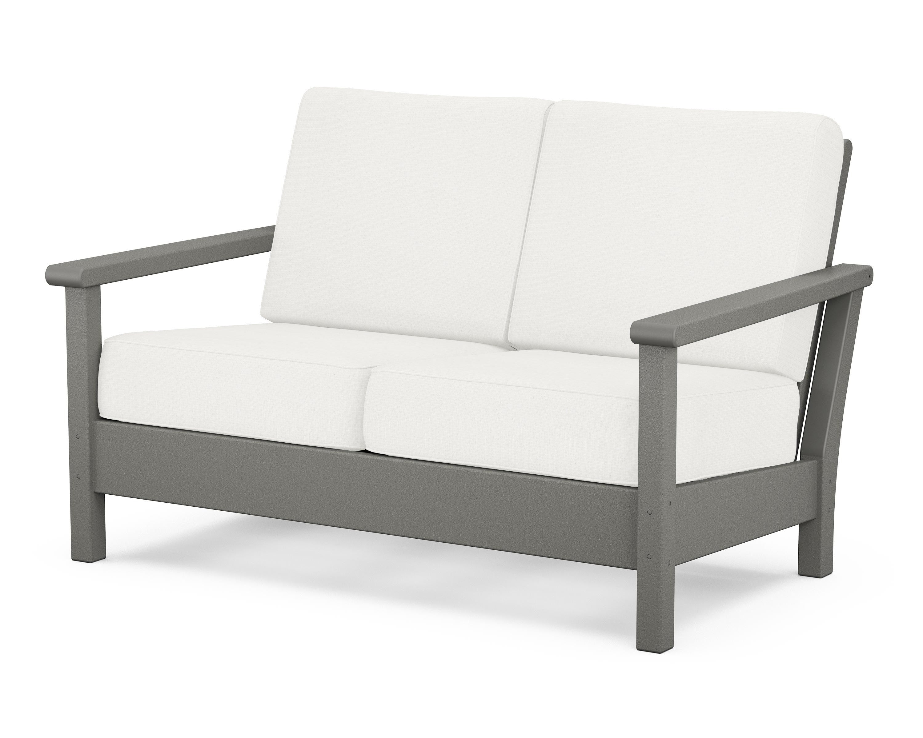 POLYWOOD® Harbour Deep Seating Loveseat in Slate Grey / Natural Linen
