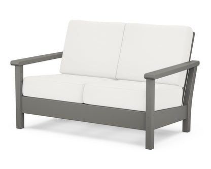 POLYWOOD® Harbour Deep Seating Loveseat in Slate Grey / Natural Linen
