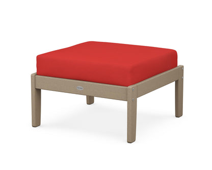 POLYWOOD® Braxton Deep Seating Ottoman in Vintage Sahara / Crimson Linen