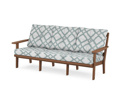 POLYWOOD® Prairie Deep Seating Sofa in Teak / Trellis Glacier Spa