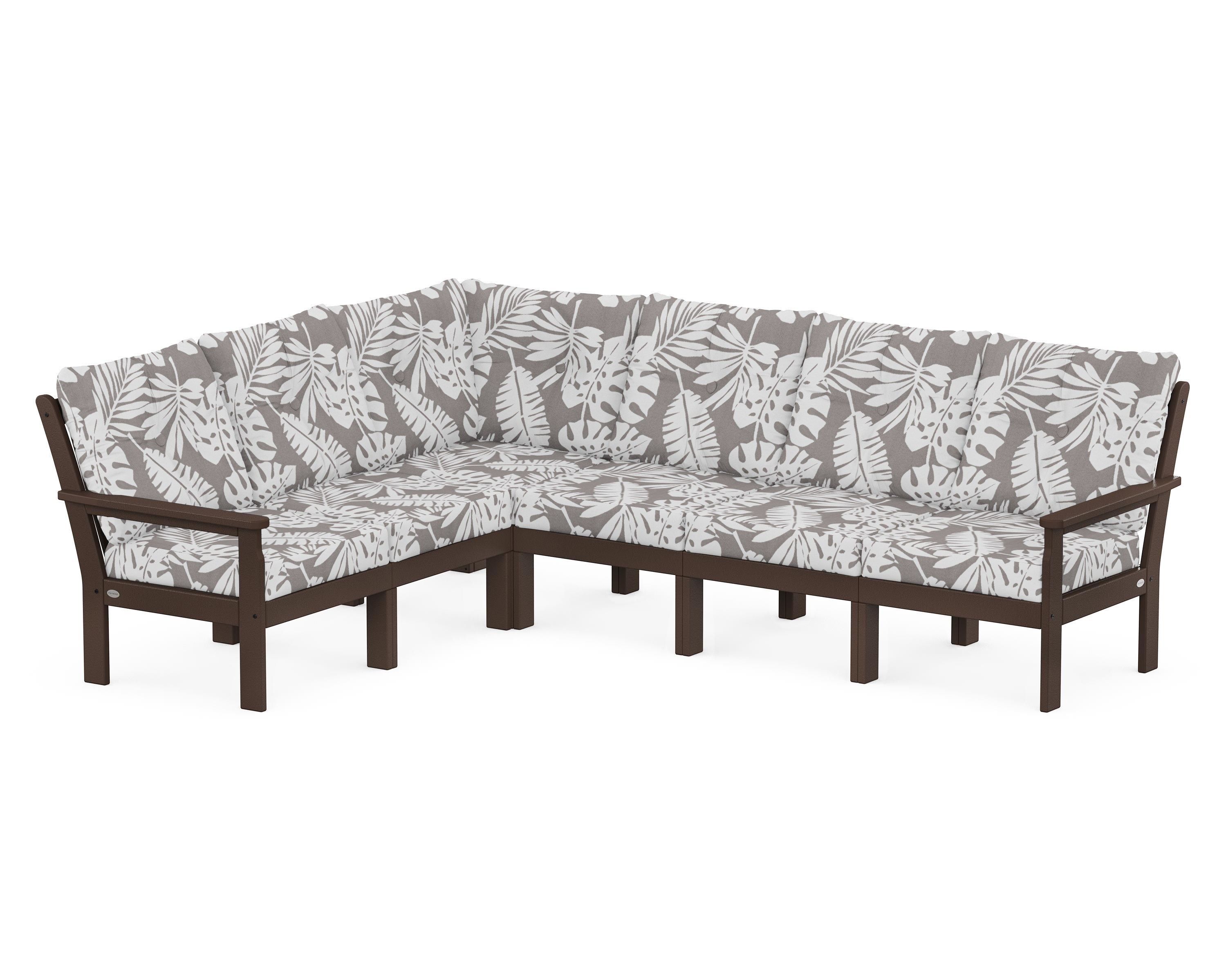 POLYWOOD® Vineyard 6-Piece Sectional in Mahogany / Leaf Grey Mist