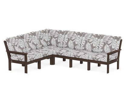POLYWOOD® Vineyard 6-Piece Sectional in Mahogany / Leaf Grey Mist
