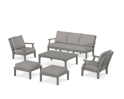 Martha Stewart by POLYWOOD® Chinoiserie 6-Piece Lounge Sofa Set in Slate Grey / Grey Mist