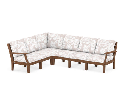 POLYWOOD® Braxton Modular 6-Piece Deep Seating Set in Teak / Leaf Dune Burlap