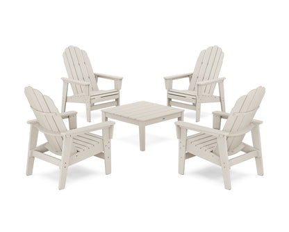POLYWOOD® 5-Piece Vineyard Grand Upright Adirondack Chair Conversation Group in Sand