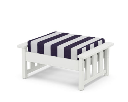 Martha Stewart by POLYWOOD® Acadia Deep Seating Ottoman in White / Cabana Stripe Navy