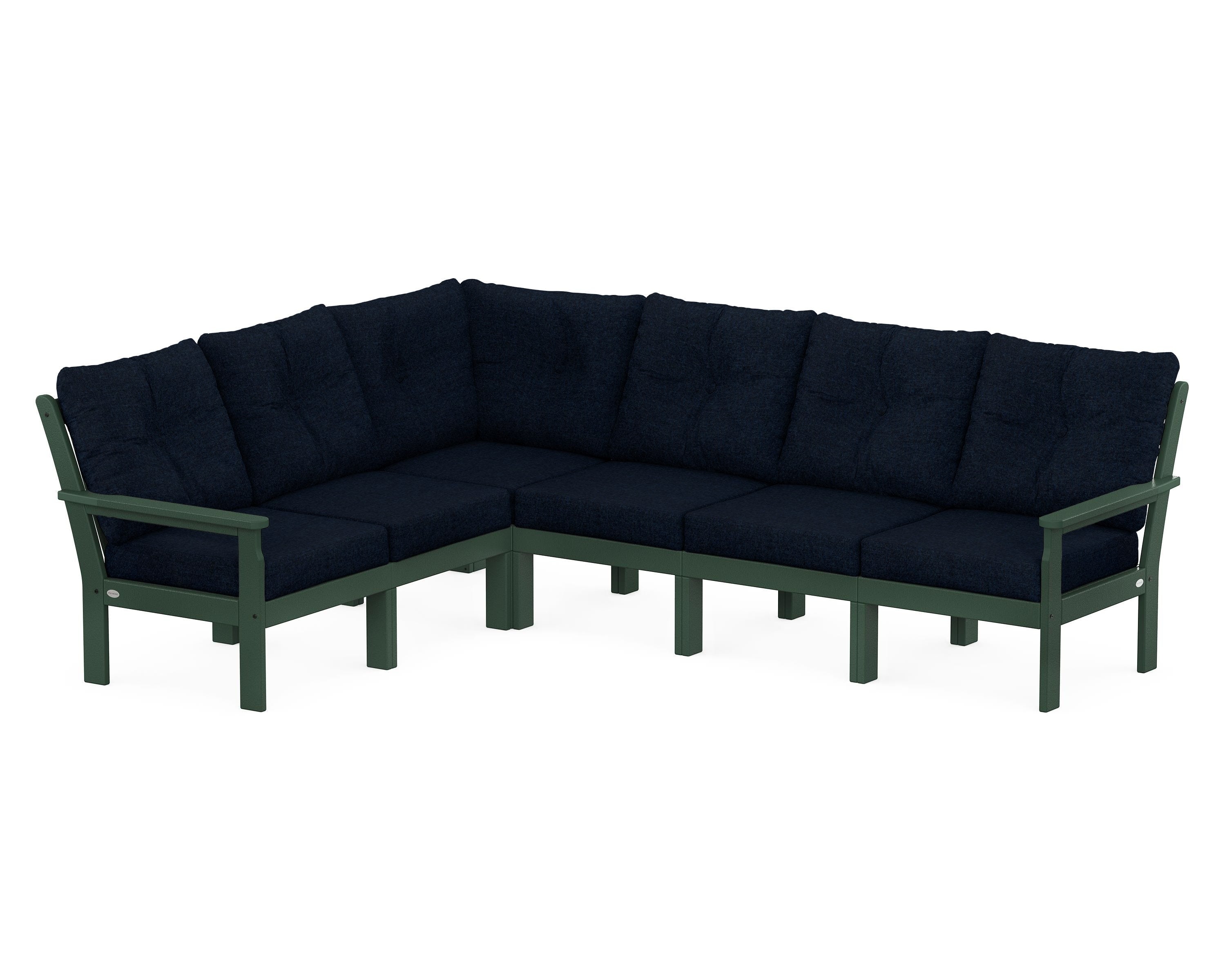 POLYWOOD® Vineyard 6-Piece Sectional in Green / Marine Indigo