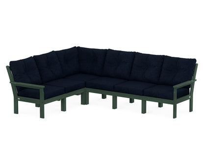 POLYWOOD® Vineyard 6-Piece Sectional in Green / Marine Indigo