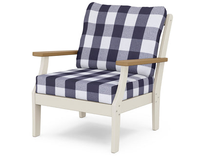 POLYWOOD® Braxton Deep Seating Chair in Sand / Natural / Buffalo Plaid Navy
