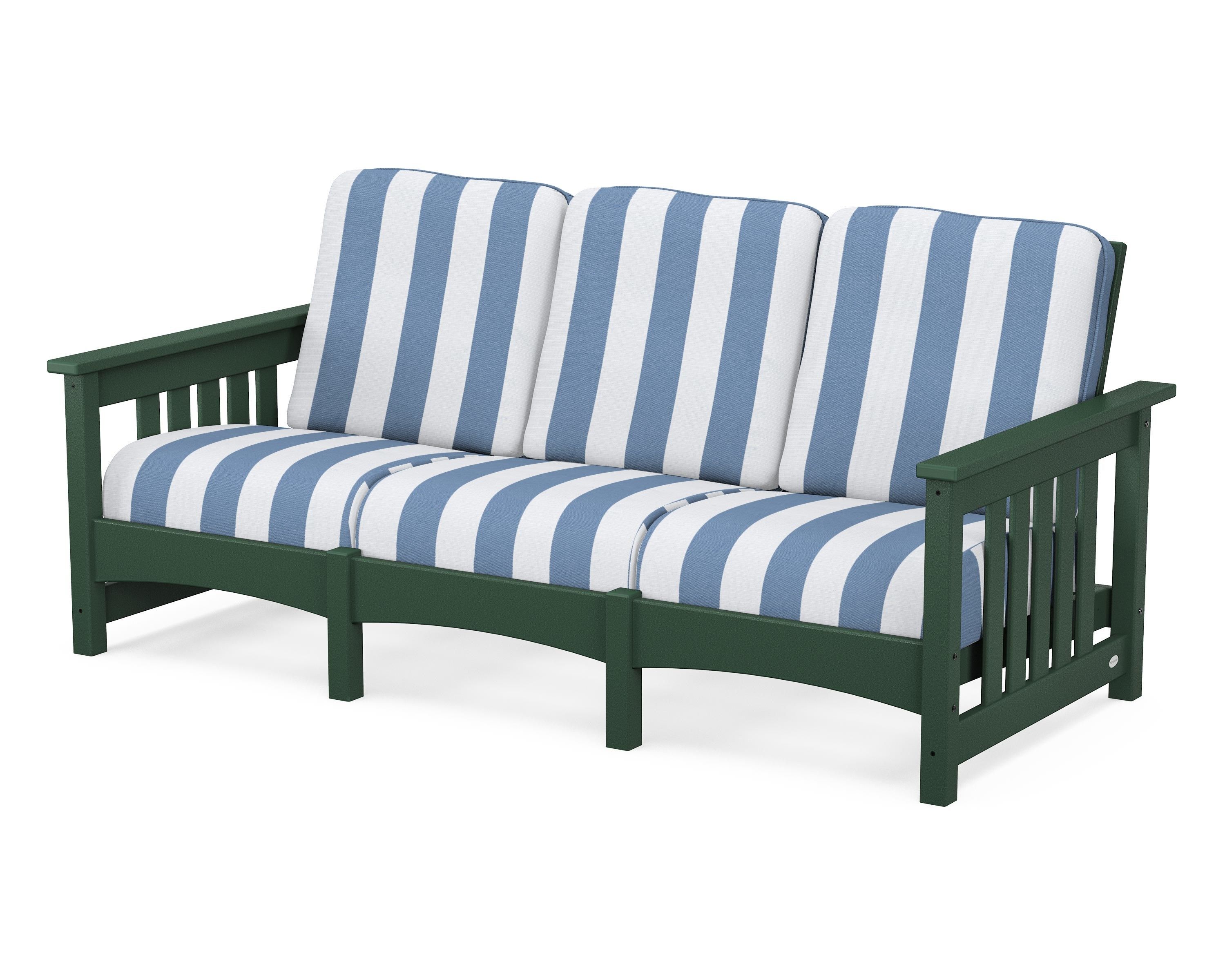 POLYWOOD® Club Mission Sofa in Green / Cabana Stripe Sky Blue