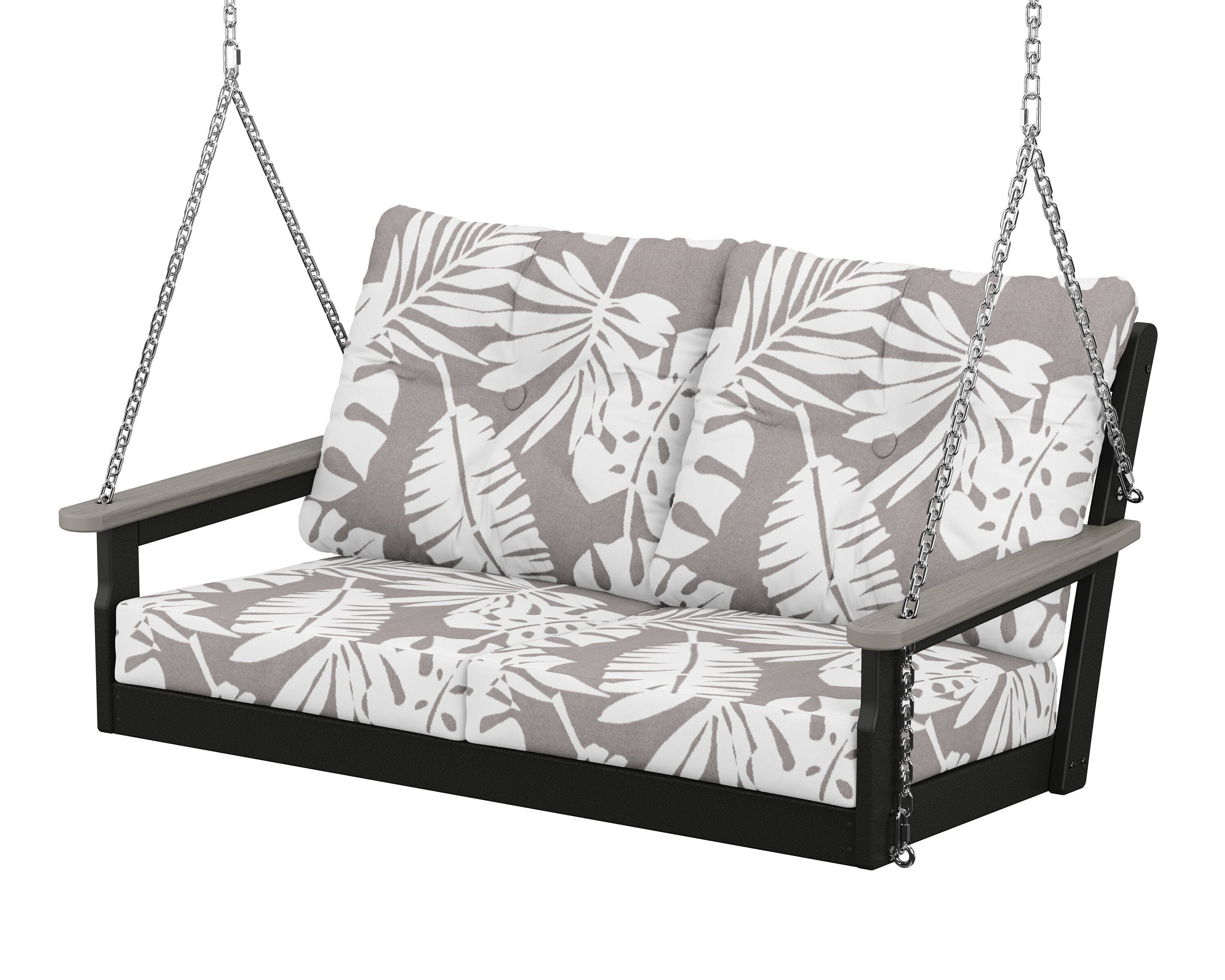 POLYWOOD® Vineyard Deep Seating Swing in Black / Driftwood / Leaf Grey Mist