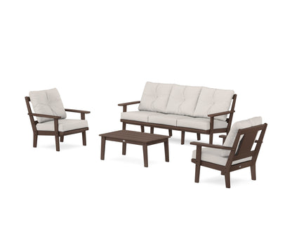 POLYWOOD® Prairie 4-Piece Deep Seating Set with Sofa in Mahogany / Cast Ash